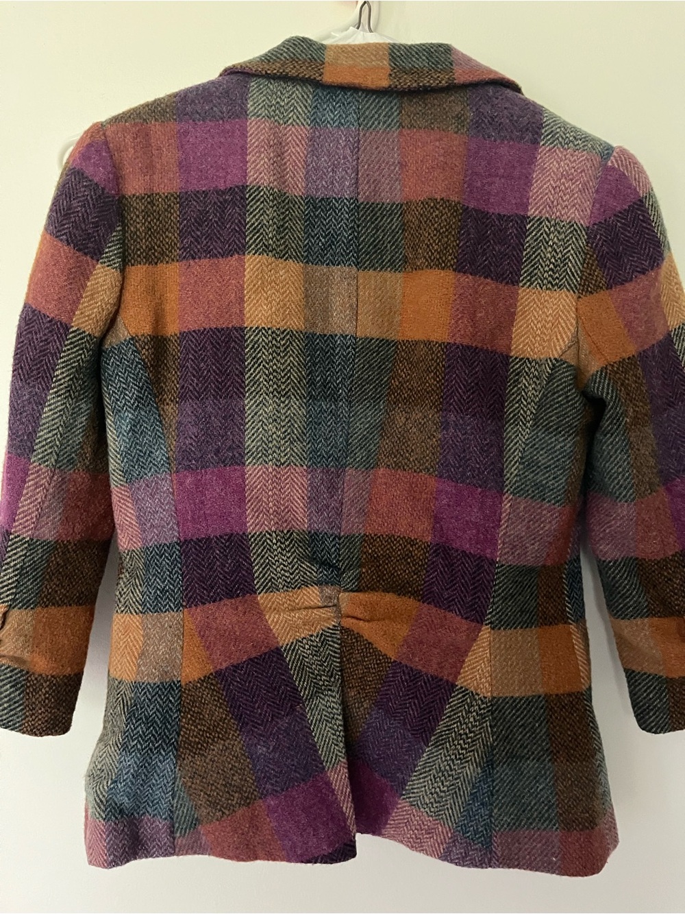Cabi Womens Multicolor Plaid Wool-Blend Blazer Jacket - Purple & Tan 0 - Picture 2 of 3